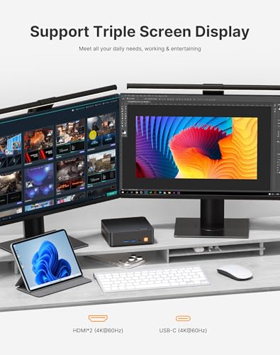 Image of C5 Mini PC, Mini Computers with Ryzen 5 3500U,8GB RAM DDR4 256GB SSD, WiFi-5, Bluetooth 5.0, USB4, DP, HDMI 2.0, Desktop Computer for Office, Home & Streaming