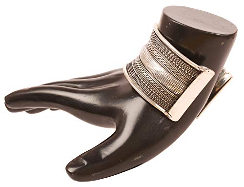 Image of Touchstone Indian Bollywood Desire Brass Base Exotic Workmanship Free Size Cuff Bracelet in Antique Gold Or White Or Copper Tone for Women.