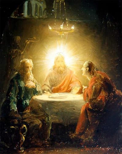 Tableau Le Christ rompant le pain de Petrus Van Schendel en affiche d'art toile 60x90cm