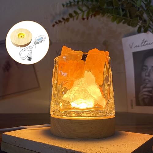 6 Stück LED Holzsockel, 3 Rund + 3 Rechteck Holzbeleuchtung Einstellbar Holz LED Lichtsockel, 3 Farben Holz Leuchten Ständer USB led-lichter sockel für Kristallkugeln, Glas, Schmuck, Acryl und Harz
