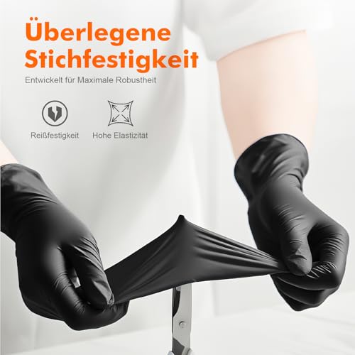 GRIFEMA Einmalhandschuhe 100 Stück, Schwarze Nitrilhandschuhe Größe M – Ansicht 5