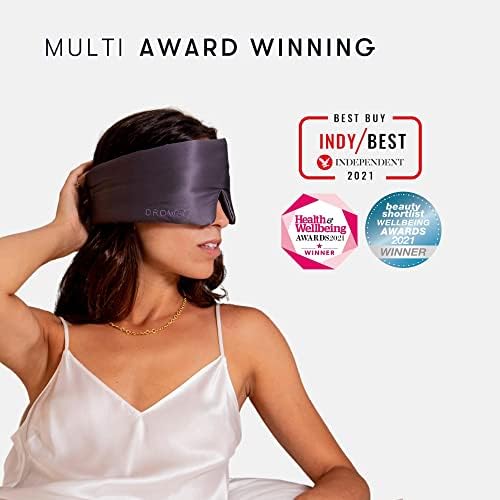 DROWSY Moonlight Shadow Silk Sleep Mask. Face-Hugging, Padded Silk Cocoon for Deep Sleep Therapy in Total Darkness.