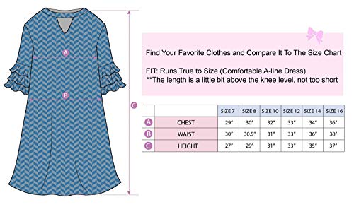 Smukke, Big Girls Tween Beautiful Floral Printed Tiered Ruffle Fully Lined Short Elbow Sleeves Dress(With Options), 7-16 (Pink, 10) #TOP5