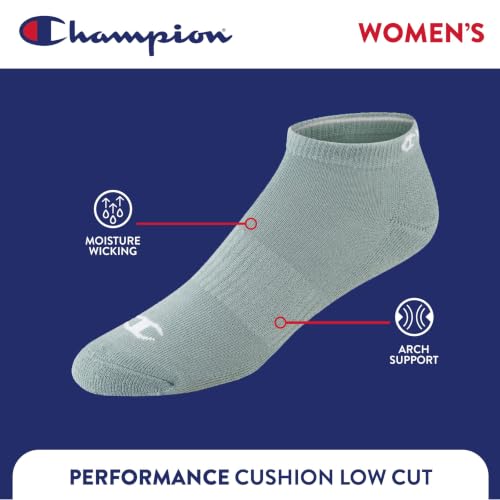 Image of Champion Women's Low Cut Breathable Moisture-Wicking Athletic Socks, 6-Pack