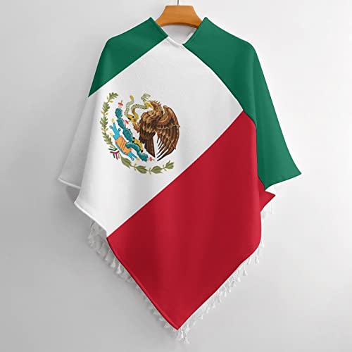 Mexico Flags Tassel Poncho Shawl Cape Wraps For Women2
