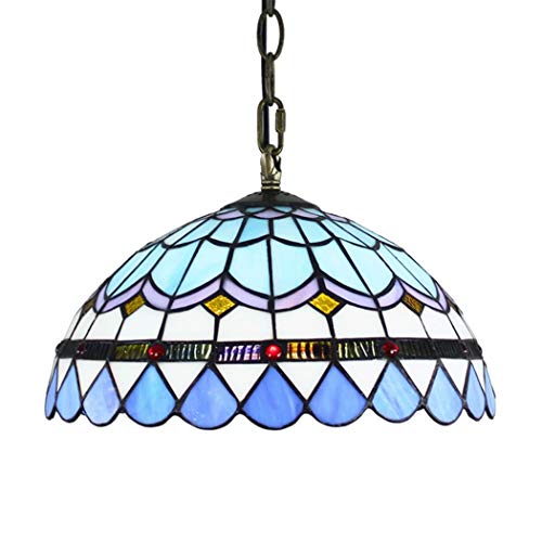 Suspension vitrail bleu 12 pouces E27 pour salle à manger et cuisine