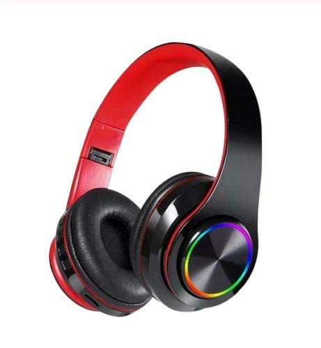 GT Power Gaming Headphones Wireless On Ear Bluetooth Headsets with Microphone Deep Bass Wireless Headphones Over Ear, Cool LED Lights, 10H Playtime for PC IPad Phone Mac Gaming (Black)