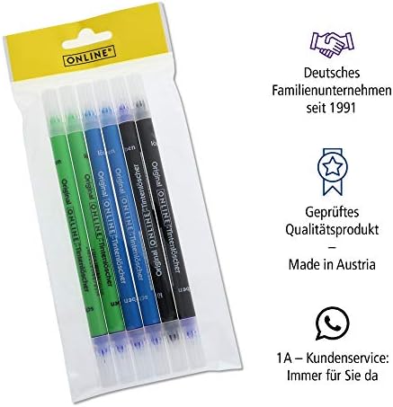 Online Korzystny zestaw do usuwania atramentu do usuwania i nadpisywania atramentu, 6 sztuk, w różnych kolorach, po 2 x niebieski, zielony, czarny | usuwanie i korekcja tuszu | kolor niebieski