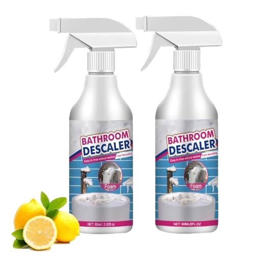 Reiniger für hartnäckige Flecken,Bathroom Descaler Schaum,Bathroom Descaler Foam Spray,Badezimmer-Reiniger, Multifunktional Duschkabinenreiniger,für Glas, Kanalisation,Toiletten (2)
