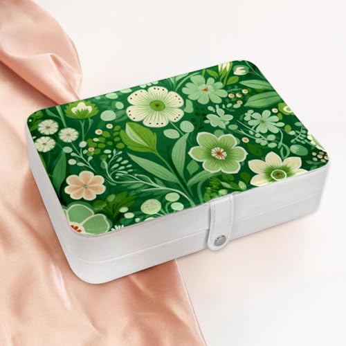 Cadeau idéal : étui bijoux voyage velours vert floral - 3
