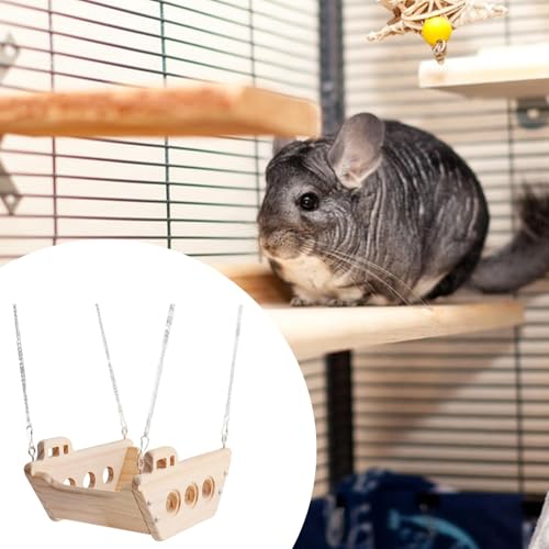 Generic Rede de madeira para animais pequenos, chinchila, cama suspensa, comprimento da corrente, 20