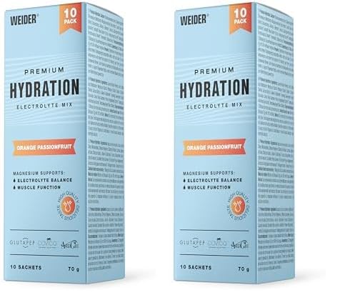 Weider Polvo de hidratación prémium de electrolitos para una refrescante bebida electrolitos sin azúcar y sin edulcorantes artificiales, bebida deportiva hidratada con sabor a naranja maracuya,