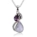 NOVICA Amethyst Rainbow Moonstone .925 Sterling Silver Pendant Necklace, 18" 'Two Teardrops'