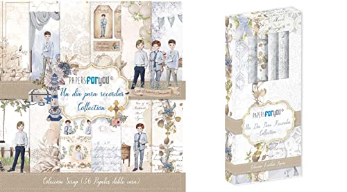 Papers For You Kit 2 Colecciones Un día para recordar Niños (Kit 4 Leather Paper + 36 Papeles Scrap doble cara)