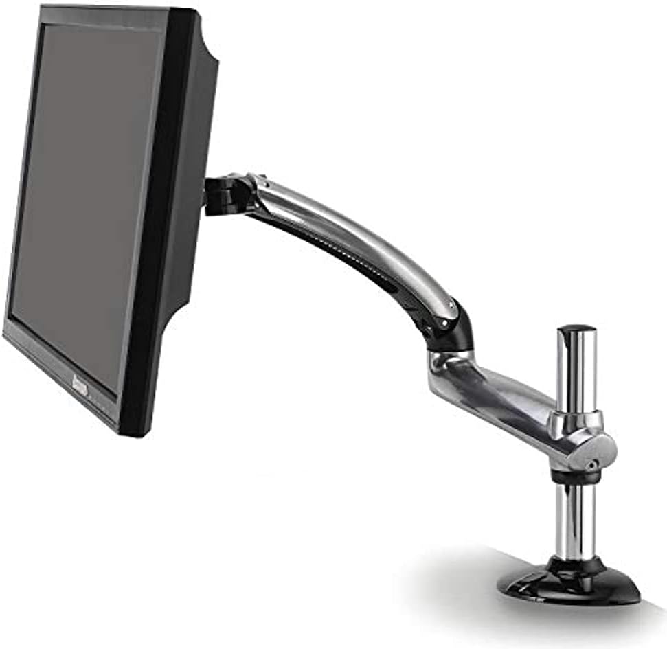 ErgotechSingle Freedom Arm, Includes Single Aluminum Articulating Arm, 8.4-17.8 lbs. Weight Capacity, Suitable for Monitors up to 27 inches, VESA Compatible 75×75, 100×100, Silver