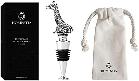 Homestia Wine and Beverage Bottle Stopper Metal Wine Cork with Giraffe Top Reusable Decorative Wine Lovers Gifts for New Housewarming Gift, Mother Day Gift, Birthday Present