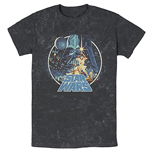 T-shirt Star Wars Effet Délavé Wash - Imprimé Rétro Scène de Victoire Noir M