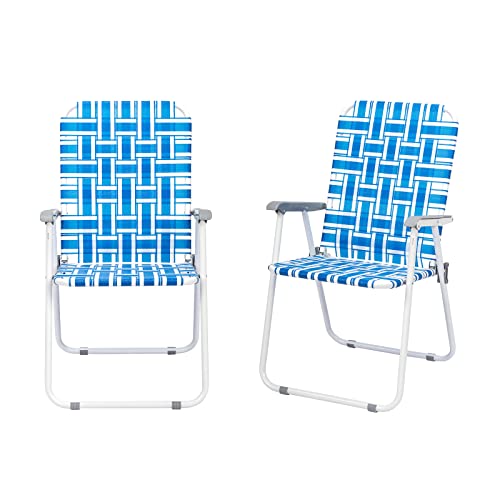 Outvita Webbed Lawn Chairs Set of 2, Foldable Metal Patio Chairs Stable Steel Outdoor Chair for Camping, Fishing, Beach, Poolside, Backyard and BBQ