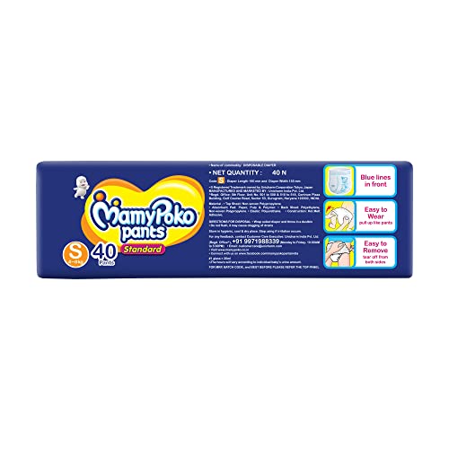 MamyPoko Pants Standard Baby Diapers, Small (S), 40 pcs, 4-8 kg, 1 count