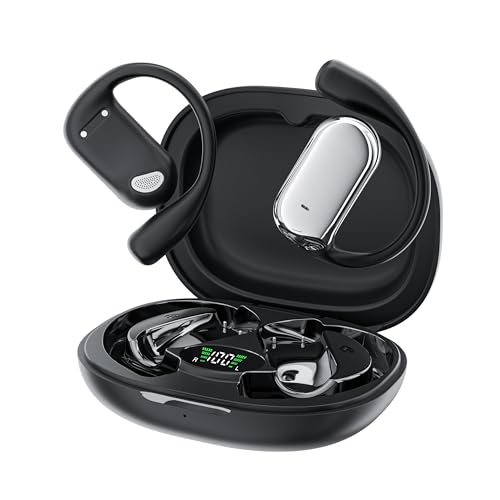 【2024外観革新 】CoolJumper ワイヤレスイヤホン イヤホン bluetooth オープンイヤー型 Bluetooth5.4 合計60時間再生可能 8D技術 OWS 開放型 空気伝導 完全ブルートゥース 耳を塞がない 耳掛け式 音漏れ防止 タッチ操作 誤操作防止 LEDディスプレイ表示 Hi-Fi音質 Type-C 超軽量 ミニサイズ 圧迫感なし