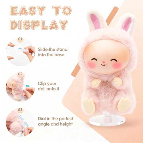Image of Adjustable Doll Stand for Sitting & Standing Positions - Premium Acrylic Base Display Holder for 3-7 inch Figures (White 4 Set)