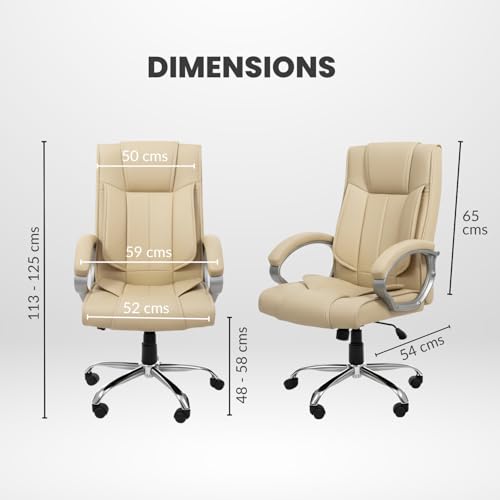Image of activa Ergonomic Office Chair | Premium Leatherette Boss Chair with Padded Seat & Backrest | Adjustable Height Seat for Work /Study /Gaming (Kylie, Beige)