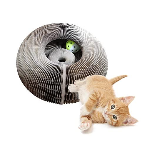 Arranhador de papelão para gatos, placa de arranhar de gato de órgão mágico vem com uma bola de sino
