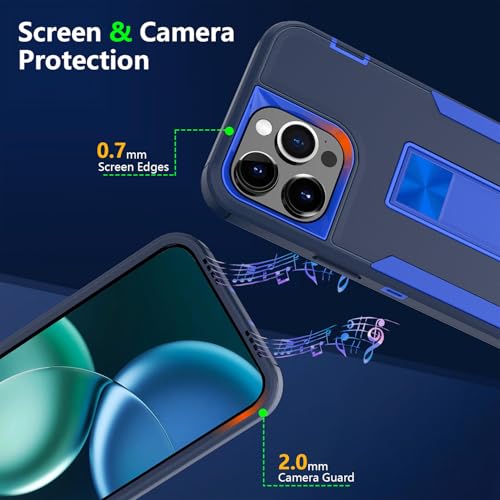 Coque iPhone 14 Pro Max matte armor bleu antichoc avec béquille - 3