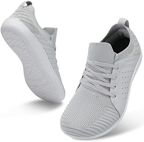 relxfeet Men's Minimalist Barefoot Shoes Wide Toe Zero Drop Sole Cross-Trainer Lightweight Slip-on Walking Shoes Trail Running Sneakers Fitness Gym Jogging Wrestling Hiking Lifting Light Gray 11
