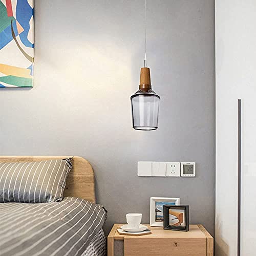 Lámpara de araña retro con cristal gris ahumado antideslumbrante para iluminación de comedor 6