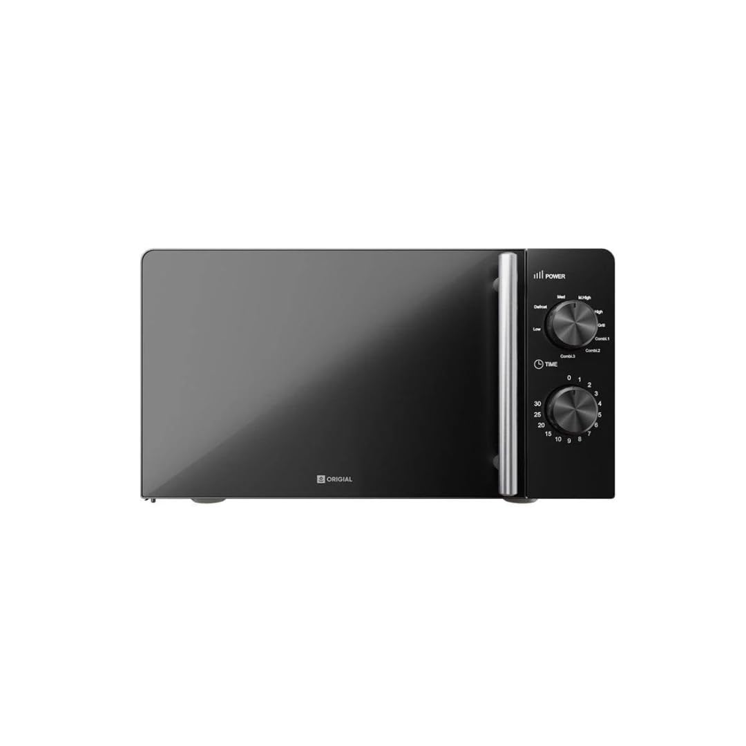 Infinityheat Mirror Grill Microondas 20L 700W con Grill, Puerta Espejo, 6 Niveles, Control Mecánico, Microondas Negro para Calentar, Descongelar y Gratinar