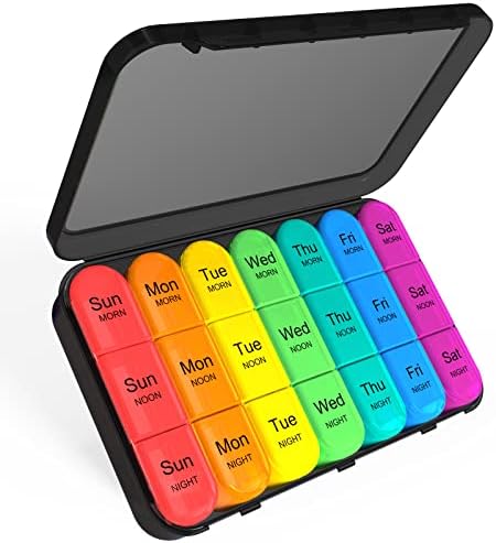 Pill Organizer 3 Times a Day - Weekly Pill Organizer 3 Times a Day - Large Pill Box 7 Day Medicine Organizer Pill Case, Pill Box Organizer Container, Daily Pill Box 3 Times a Day, to Hold Vitamins