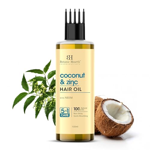 Image of Botanic Hearth Coconut & Zinc Pyrithione Hair Oil with Neem - 150ml - Soothes Scalp, Controls Dandruff, Nourishes & Hydrates for Healthy Hair