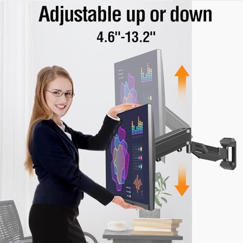 ELIVED Height Adjustable TV Wall Mount for Most 23-55 Inch TVs, Spring Arm Full Motion Swivel Tilt Articulating TV Mount Bracket, Max VESA 400x400mm, Support 11-66 lbs, YD1010 - Thumbnail 2