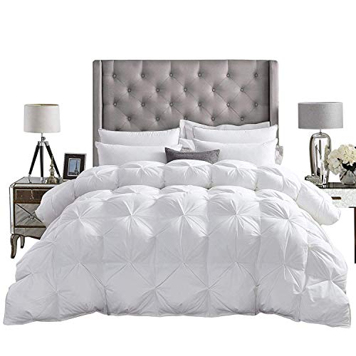 Luxury 600 Gsm White Down Alternative 5 Pieces Quilted Pinch Pleated Comforter Set ( Comforter + 4 Pillow Cases ) 1200 Series Egyptian Cotton Duvet Insert Super Queen #TOP3
