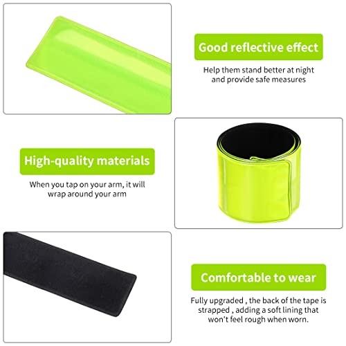 O-Kinee Reflektorband 4 pcs,Schnapparmband Reflektor,Reflektorbänder Schnapparmbänder reflektorband Klatscharmband Sicherheitsband für Jogger und Radfahrer(Grün 4 pcs)