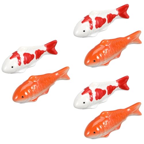 Image of GANAZONO Ceramic Floating Fish, 6pcs Aquarium Fake Goldfish Koi Floatable Figurines Floating Ceramic Gold Underwater Realistic Tank for Fairy Garden Bowl Pond Tea Pet