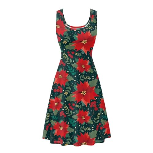 Image of TOADDITDO Women's Sleeveless O Neck Beach A-Line Party Coctail Tank Dresses Flared Sundress