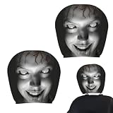 2PCS Ghost Face Car Headrest Cover Scary Elastic Seat Headrest Protector