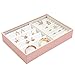 Vee&In. Schmucktablett für Damen, Schmuckkästchen, Brosche, Ohrringe, Schmuck-Organizer, Schmuckschachtel mit Deckel aus gehärtetem Glas, Geschenkidee, Rosa