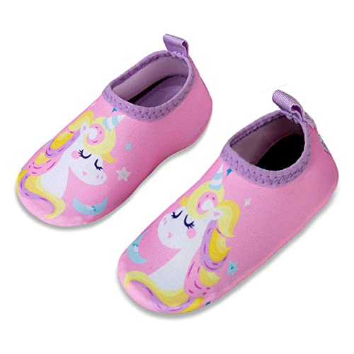 WateLves Chaussures de Bain pour Enfants Chaussures de Plage Chaussures de Natation antidérapantes Chaussures de Surf Chaussures de Sport pour Enfants Jardin(djs.Rose,24/25 EU) Cover