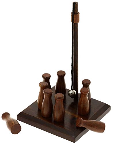 Shalinindia Skittle Handcrafted 12 Piece Wooden Bar Skittles Bowling Pin Set Game Birthday Gifts For Him | Indoor Game For Kids #TOP2