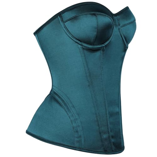Image of Satin Corset Tops for Women Strapless Bustier Sweetheart Neckline Boned Bodice Bridal Lingerie Party Clubwear