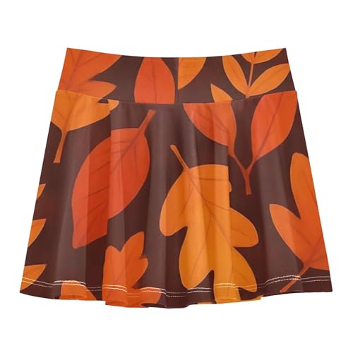 Joisal Girls Skorts Athletic Shorts Autumn Leaves Dark Orange Toddler Tennis Skirts Toddler Little Girl 3t2
