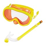 Kids/Children Snorkel Set, Swimming Goggles Semi-Dry Snorkel Equipment for Boys and Girls Junior Snorkeling Gear Age 5 Plus (Yellow)