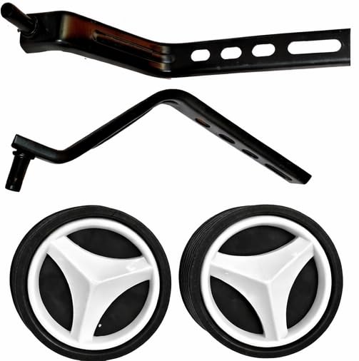 Image of Adjustable Side Support Training Wheels for Kids Cycle, 14 to 20 Inch, Black with Colorful Spoke Design