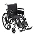 Drive Medical Cruiser III Light Weight Wheelchair with Various Flip Back Arm Styles and Front Rigging Options, Flip Back Removable Full Arms/Elevating Leg Rests, Black, 16 Inch
