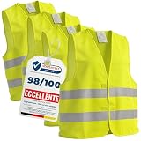 Upgrade4cars Giubbotto Catarifrangente Auto Gilet Alta visibilità Omologato 4 Pezzi Set Fa...