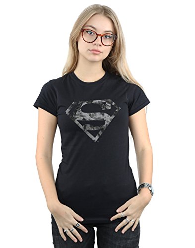 DC Comics Women's Superman Marble Logo T-Shirt Medium Black