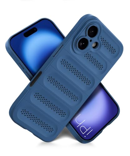 Image of WOW IMAGINE Ultimate Silicone Back Cover Case for iPhone 16 | Heat Dissipation Thin Soft TPU | 360 Camera Protection | Breathable Cooling Holes (Deep Blue)